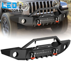Front Bumper for 2007-2024 Jeep Wrangler JK JL Unlimited w/ Winch Plate D-Rings (For: Jeep)
