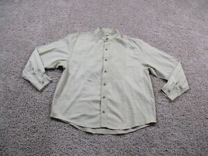 Frontier Classics Shirt Mens Medium Beige Button Up Band Collar Western Cotton