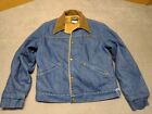 Vintage Wrangler Blue Denim Jacket Faux Fir Lined Men's Size 40 Flaws