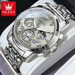 OLEVS Men's Stainless Steel  Luminous Business Luxury Date Watch Shock Resistant