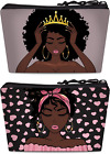 BDAWQUG 2pcs Women Toiletry Bag African American Queen Travel Toiletries Bags