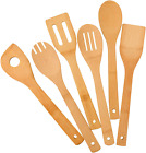 Kitchen Cooking Utensils Set 6Pcs Bamboo Wooden Spoons & Spatula Kitchen Cooking