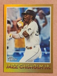 Jazz Chisholm Jr 2024 Topps Heritage Gold Foil 1975 Baseball Sensations #75BS-13