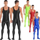 Mens Spandex Zentail Suit Sleeveless Full Body Shapwear Footed Bodysuit Jumpsuit