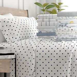 Patterned 4PC Bed Sheets set by Kaycie Gray Fashion Easy Care Deep Pocket
