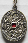 Vintage Italy Relic Medal Necklace - Cloth Touched To A Relic of St. Anthony-old