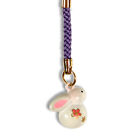 Japanese Netsuke Keychain Charm Bell White Usagi Lucky Rabbit Made in Japan