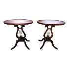 1960s Victorian Lyre Harp Side Tables - a Pair