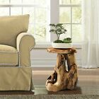 Rustic Natural Cedar Root Wood End Table Plant Stand Irregular Shape Solid Stump