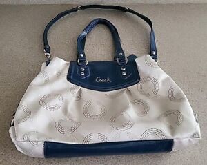 Coach Beige Crossbody With Navy Patent Trim Is The Perfect Spring Bag