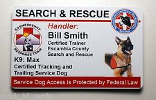 SEARCH AND RESCUE SERVICE DOG ID BADGE CUSTOM CARD WORKING DOG 25
