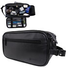 Mens Toiletry Bag with Zipper PU Leather Case Organizer Portable Travel Dopp Kit