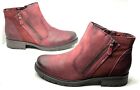 Earth Leather Ankle Boots JORDAN Dark Red Zipper Women’s Size 10 US WIDE NEW!!