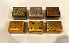 Lot of 6 Small Paper Mache Lacquer Trinket Boxes India