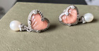 Judith Ripka Silver Rose Quartz MOP Doublet Heart Earrings; clip on