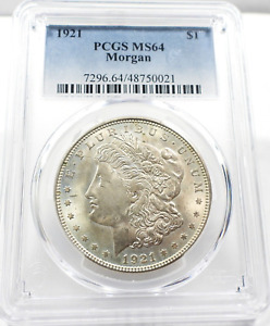 1921 Morgan Silver Dollar certified by PCGS MS64 Condition KM#110  (125)