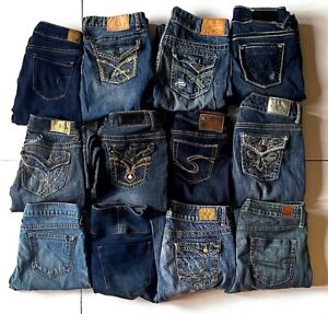12Pc Wholesale Lot/Like New Womens Jeans, Multiple Brands, Silver, Big Star +++