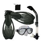 Promate Snorkeling Diving Mask Snorkel Fins Flippers Gear Travel Package Set