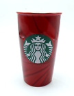 Starbucks 2014 Red Ceramic Travel Tumbler Green Siren Logo 12 oz. No Lid