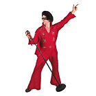 Men's Professional Rock N' Roll King Elvis RED Jeweled Jumpsuit Cape Costume