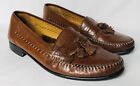 San Remo Italy Men’s Loafers Sz 11 Brown Leather Woven Tassel Casual Shoes