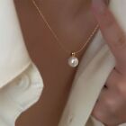 Woman 18K Gold Plated Golded Bead Ball Pearl Charm Necklace Chain