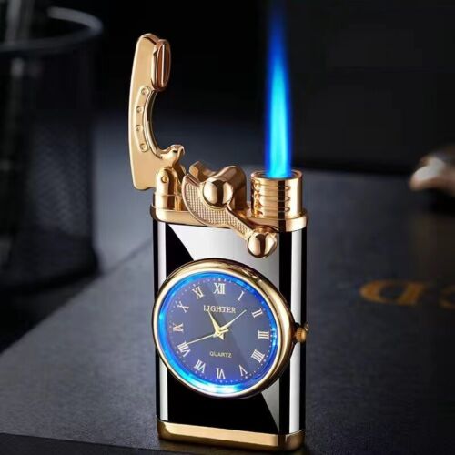Rocker Arm Cigarette Cigar Jet Flame Lighter LED Dial Watch Gadget Gift for Men
