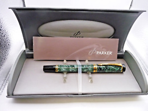 Parker Vintage 1991 Duofold Green Marble Rollerball Pen--new