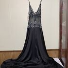 Vintage Maxi Slip Dress Sheer Black Nightie Size XS Wide Sweep NEW Kayser 80’s