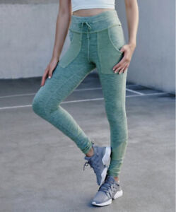 NEW Free People FP Movement Mid Rise Kyoto Pocket Leggings - Light Green - Small