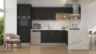 10X10 RTA Matte Black Contemporary Kitchen Cabinets Modern Slab Door European