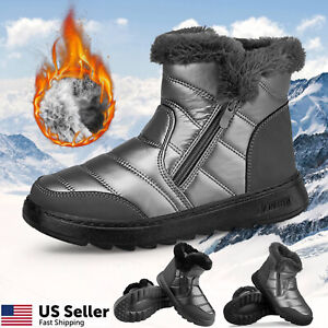 Women Snow Boots Winter Waterproof Fur-lined Slip On Warm Ankle Shoes Outdoor US