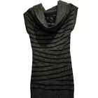 Guess Jeans Gray and Black Cowl Neck  Sleeveless Striped Sweater Dress Size M