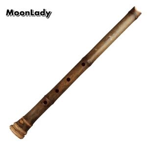 E Key 5 Holes Shakuhachi Musical  1.6 Feet Bamboo Vertical Flute With Root