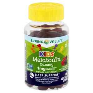 Spring Valley Kids Melatonin Dietary Supplement Gummies, Raspberry 1 mg, 60 Ct..