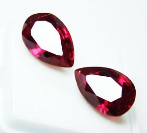 Natural Loose Gemstone Ruby  Red Certified 16 Ct Pear Shape Earring Pair