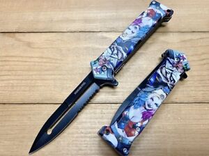 8” Joker Harley Quinn Tactical Spring Assisted Open Blade Folding Pocket Knife