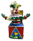 VINTAGE FITZ AND FLOYD GLASS JACK IN THE BOX, JESTER CHRISTMAS ORNAMENT