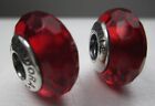2 Authentic Pandora Fascinating Christmas Red Murano Glass Charms 791066 Holiday