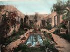 Vintage Hand Tinted Photograph 1940s California Courtyard 8-1/4