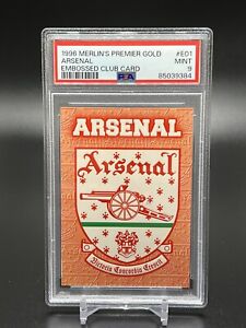 1996-97 Merlin Premier Gold Card Club Emblem E01 Arsenal Badge PSA 9