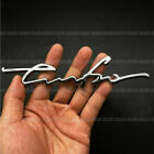 Car 3D Turbo Logo Silver Metal Emblem Badge Sticker Trunk Decal Accessories (For: More than one vehicle)