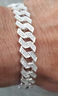 cuban link sterling silver bracelet / esclava de plata c/zirconia plata 925 Mx.