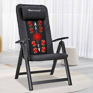 Folding Shiatsu Chair Massage Chair w/ Adjustable Backrest & Back Heating Black