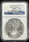 2015 $1 AMERICAN SILVER EAGLE NGC MS69 EARLY RELEASES BLUE LABEL