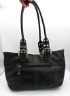 Tignanello Black Pebble Genuine Leather Purse Double Shoulder Bag Hobo Style