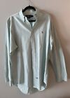 Ralph Lauren Oxford Button Up Shirt 16 Green White Stripe Woven Cotton Classic