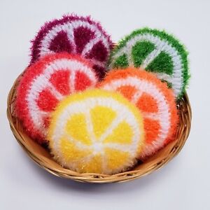 100% Handmade Dish Scrubber Crochet Fruit Design Dishwash Scrubbies