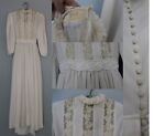Victorian wedding dress ANTIQUE EARLY 1900s White Sheer Lace Beaded PLUS SLIP