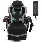 Goplus Massage Gaming Recliner Racing Chair Swivel w/ Cup Holder & Pillow Grey
